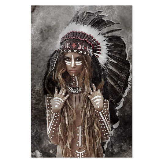 wall-art-print-canvas-poster-framed-Indian Warrior Woman-by-Gioia Wall Art-Gioia Wall Art