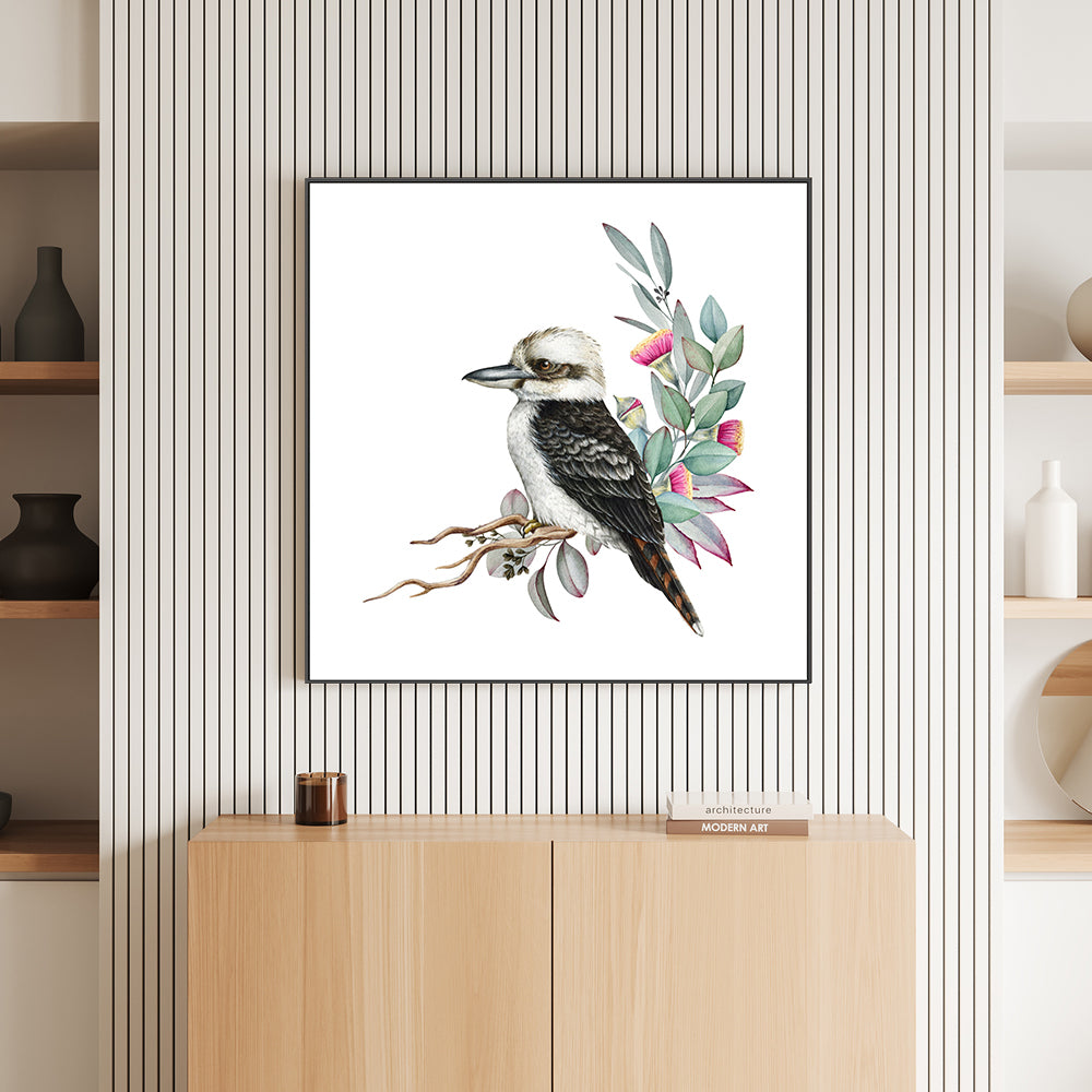 wall-art-print-canvas-poster-framed-Kookaburra In Watercolour-GIOIA-WALL-ART