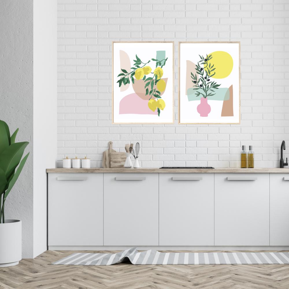 wall-art-print-canvas-poster-framed-Lemons And Olives, Set Of 2-by-Gioia Wall Art-Gioia Wall Art