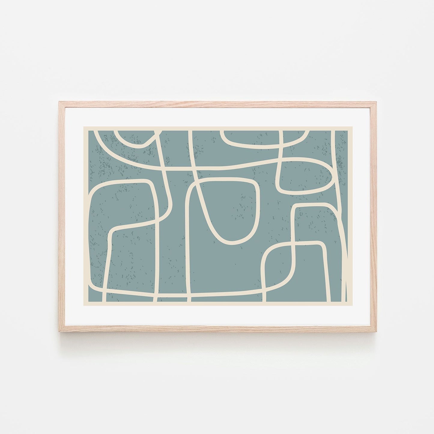 wall-art-print-canvas-poster-framed-Line art on Light Blue Background-by-Gioia Wall Art-Gioia Wall Art