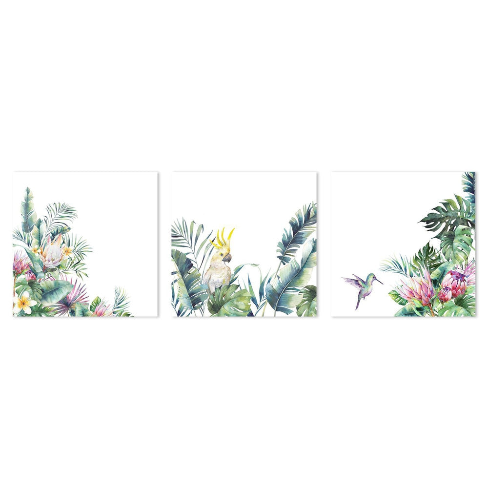 wall-art-print-canvas-poster-framed-Lush Forest Birds, Set Of 3-by-Gioia Wall Art-Gioia Wall Art