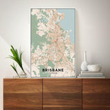 wall-art-print-canvas-poster-framed-Map Of Brisbane, Coloured-by-Gioia Wall Art-Gioia Wall Art