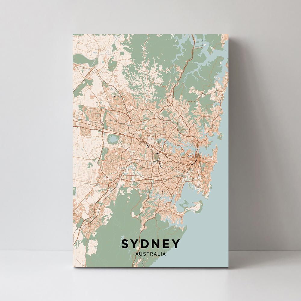 wall-art-print-canvas-poster-framed-Map Of Sydney, Coloured-by-Gioia Wall Art-Gioia Wall Art