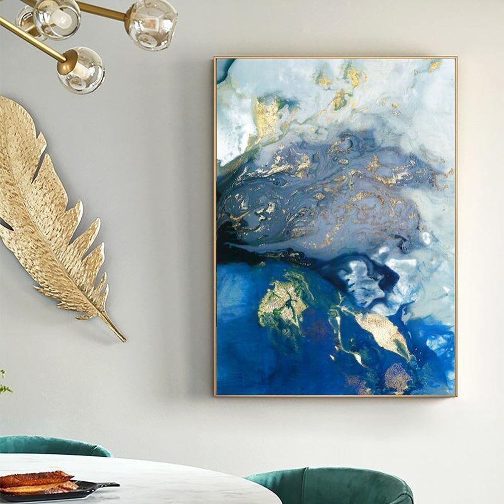 wall-art-print-canvas-poster-framed-Marbled Blue And Gold, Abstract Art, Style B-by-Gioia Wall Art-Gioia Wall Art