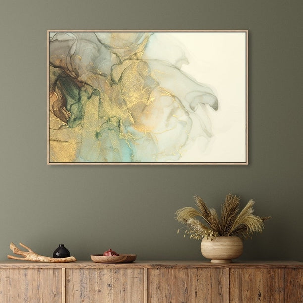 wall-art-print-canvas-poster-framed-Mint And Yellow Abstract, Style A-by-Gioia Wall Art-Gioia Wall Art