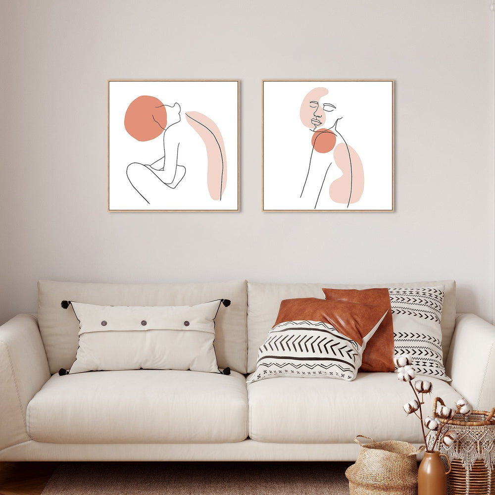 wall-art-print-canvas-poster-framed-Natural Woman, Line Art, Female Body, Set Of 2-by-Gioia Wall Art-Gioia Wall Art