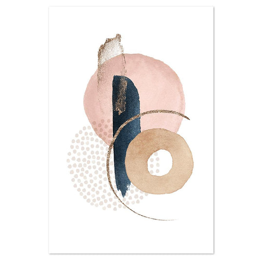 wall-art-print-canvas-poster-framed-Navy And Pink Abstract Shapes, Style B-by-Gioia Wall Art-Gioia Wall Art