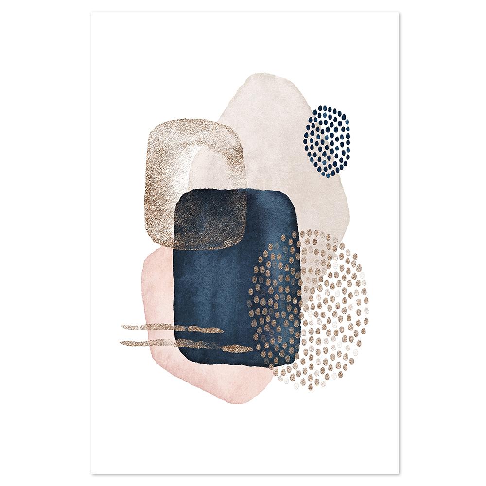 wall-art-print-canvas-poster-framed-Navy And Pink Abstract Shapes, Style C-by-Gioia Wall Art-Gioia Wall Art