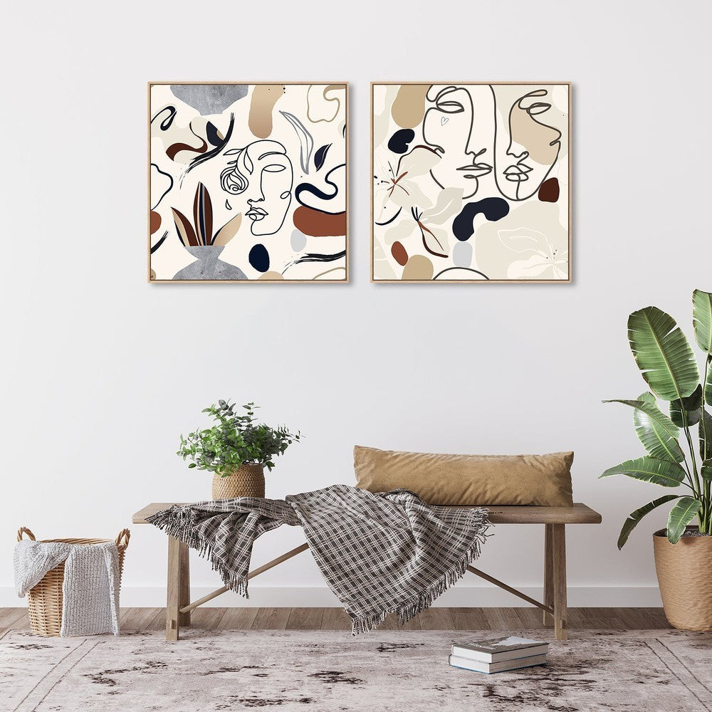 wall-art-print-canvas-poster-framed-Neutral Faces, Set Of 2-by-Gioia Wall Art-Gioia Wall Art