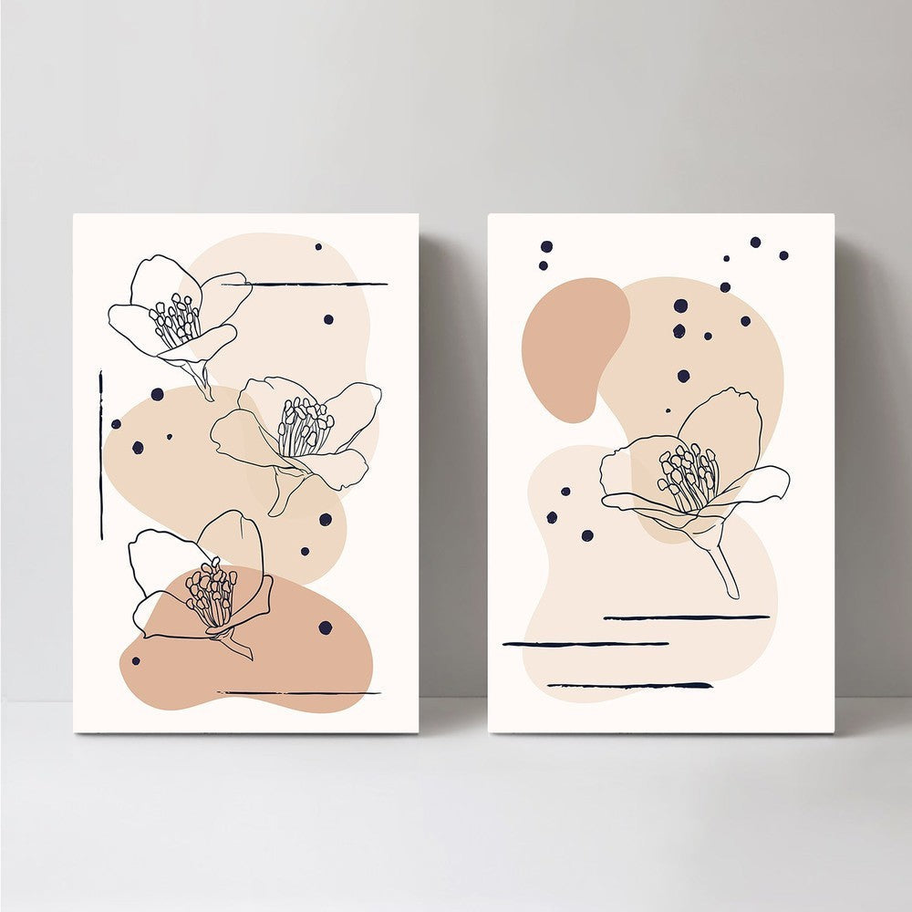 wall-art-print-canvas-poster-framed-Neutral Flowers, Set Of 2, Style A-by-Gioia Wall Art-Gioia Wall Art