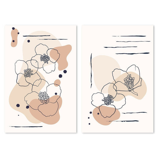 wall-art-print-canvas-poster-framed-Neutral Flowers, Set Of 2, Style B-by-Gioia Wall Art-Gioia Wall Art