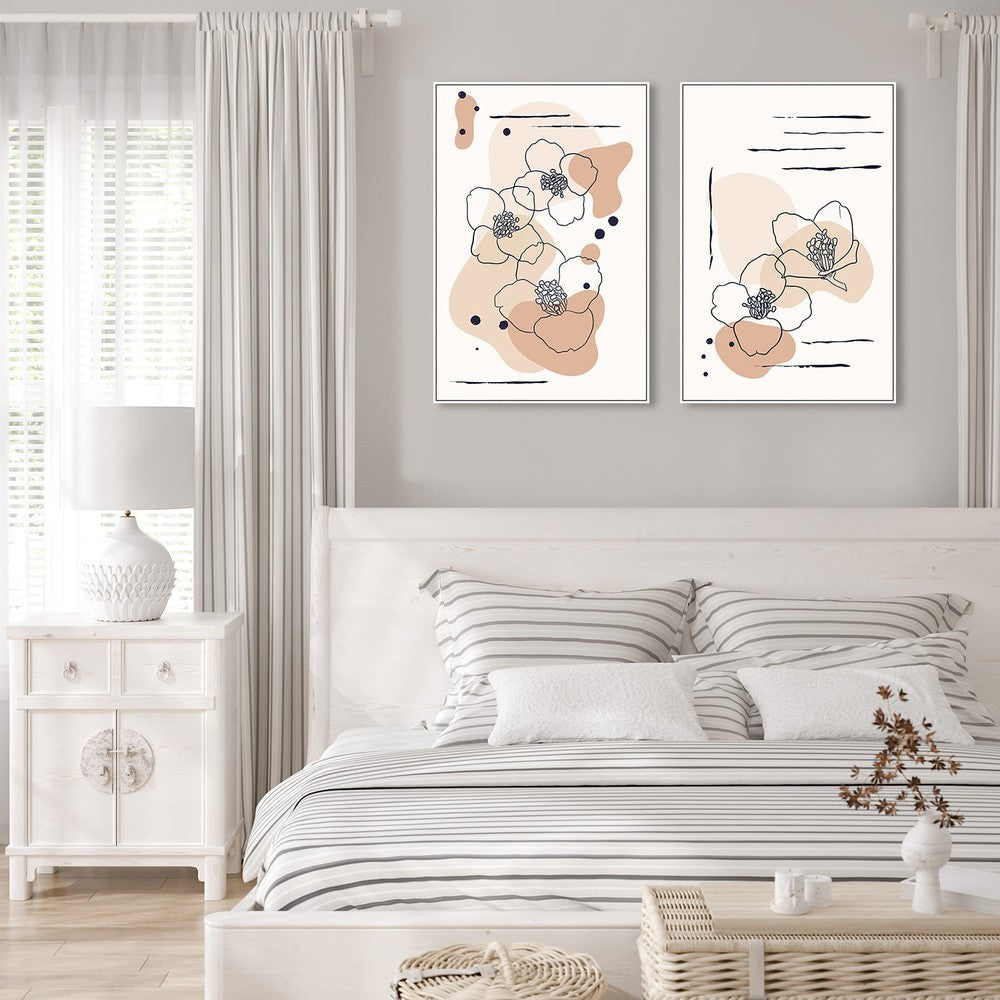 wall-art-print-canvas-poster-framed-Neutral Flowers, Set Of 2, Style B-by-Gioia Wall Art-Gioia Wall Art