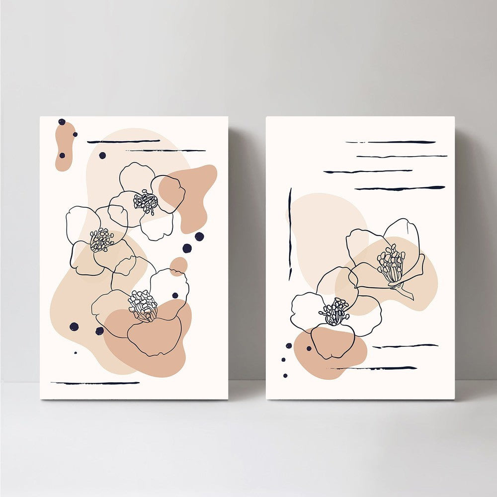 wall-art-print-canvas-poster-framed-Neutral Flowers, Set Of 2, Style B-by-Gioia Wall Art-Gioia Wall Art