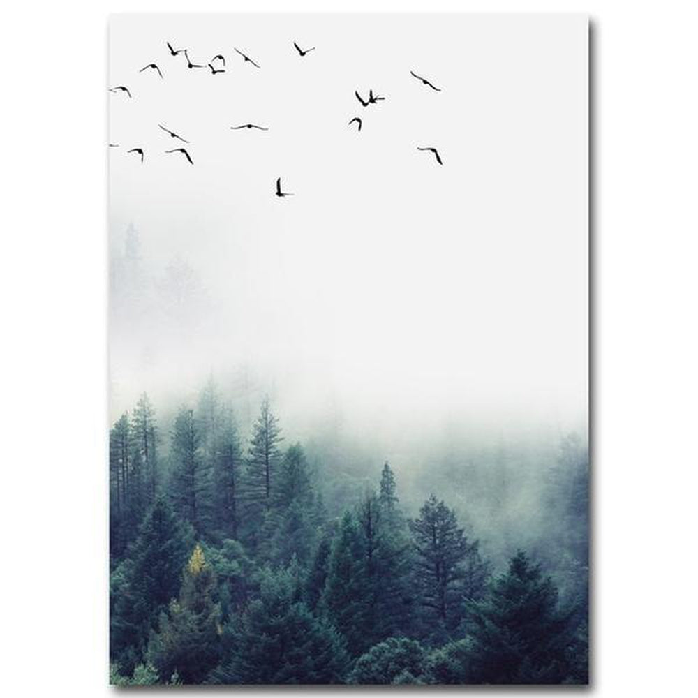 wall-art-print-canvas-poster-framed-Nordic Foggy Forest Landscape, Set Of 3-by-Gioia Wall Art-Gioia Wall Art