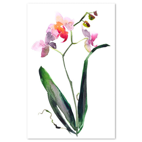 wall-art-print-canvas-poster-framed-Orchid And Leaves Painting,Watercolour Style-by-Gioia Wall Art-Gioia Wall Art