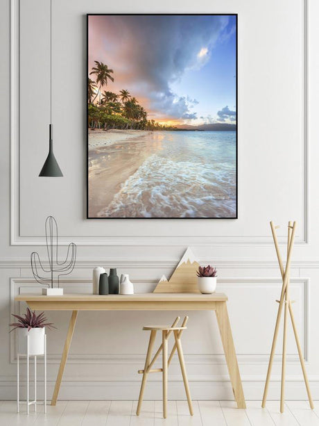wall-art-print-canvas-poster-framed-Palm Trees And Sandy Beach-by-Gioia Wall Art-Gioia Wall Art
