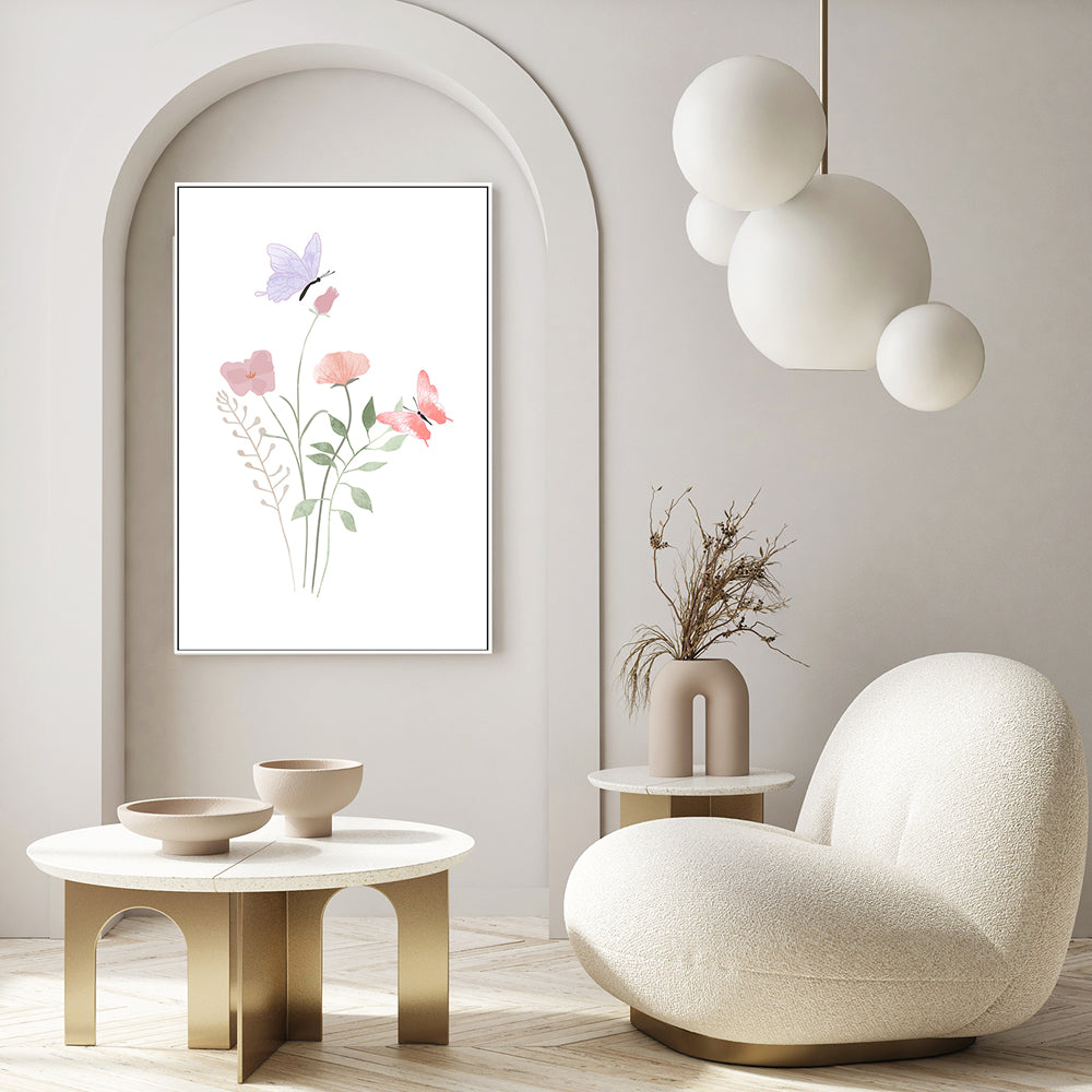 wall-art-print-canvas-poster-framed-Pastel Butterfly Garden, Style A-GIOIA-WALL-ART