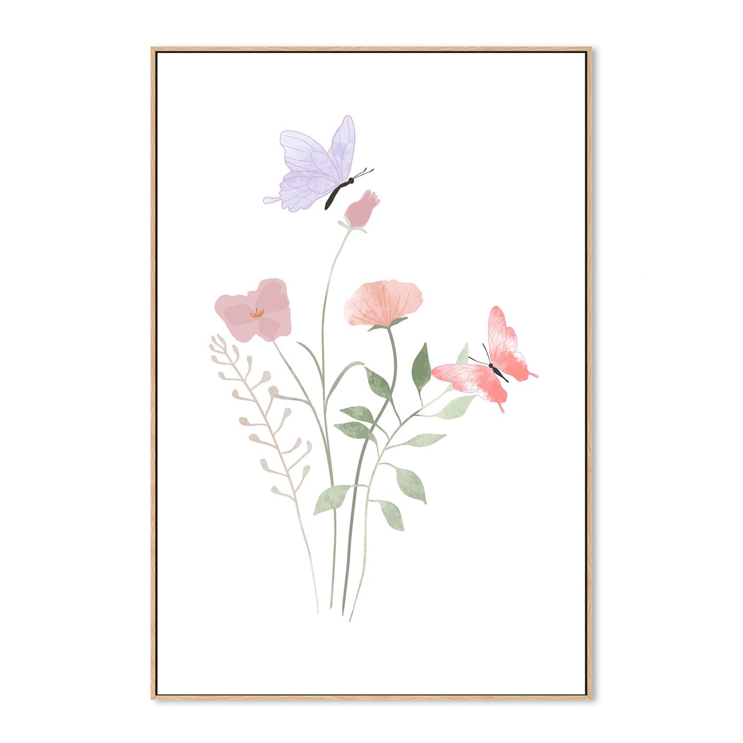 wall-art-print-canvas-poster-framed-Pastel Butterfly Garden, Style A-GIOIA-WALL-ART