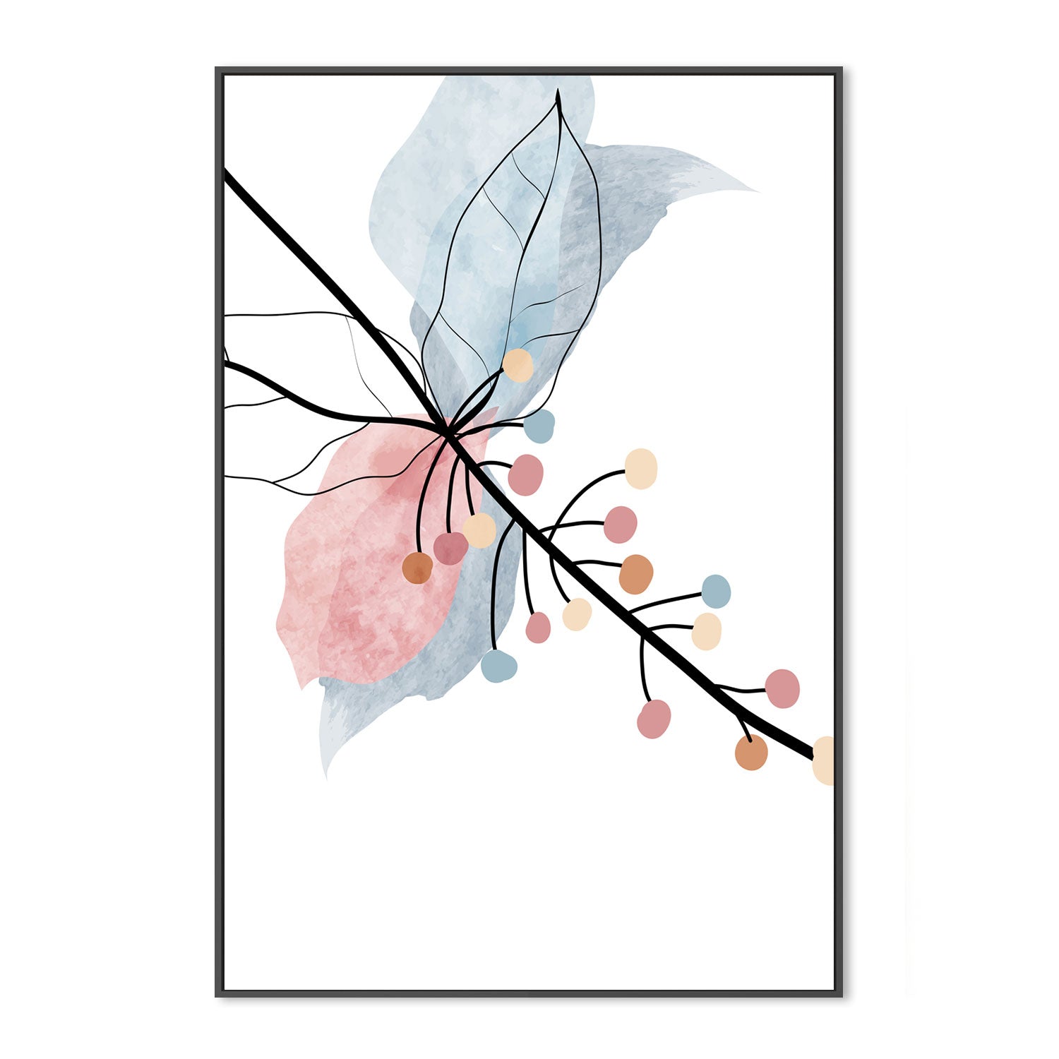 wall-art-print-canvas-poster-framed-Pastel Floral Branch, Style A-GIOIA-WALL-ART