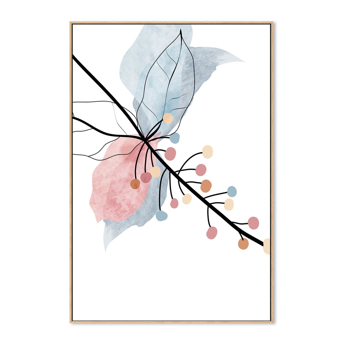 wall-art-print-canvas-poster-framed-Pastel Floral Branch, Style A-GIOIA-WALL-ART