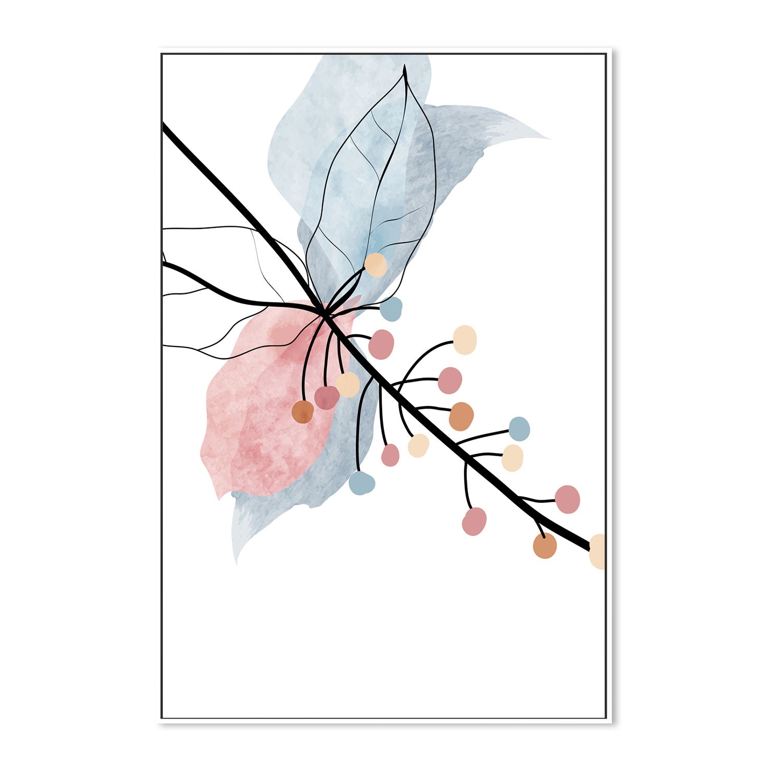 wall-art-print-canvas-poster-framed-Pastel Floral Branch, Style A-GIOIA-WALL-ART