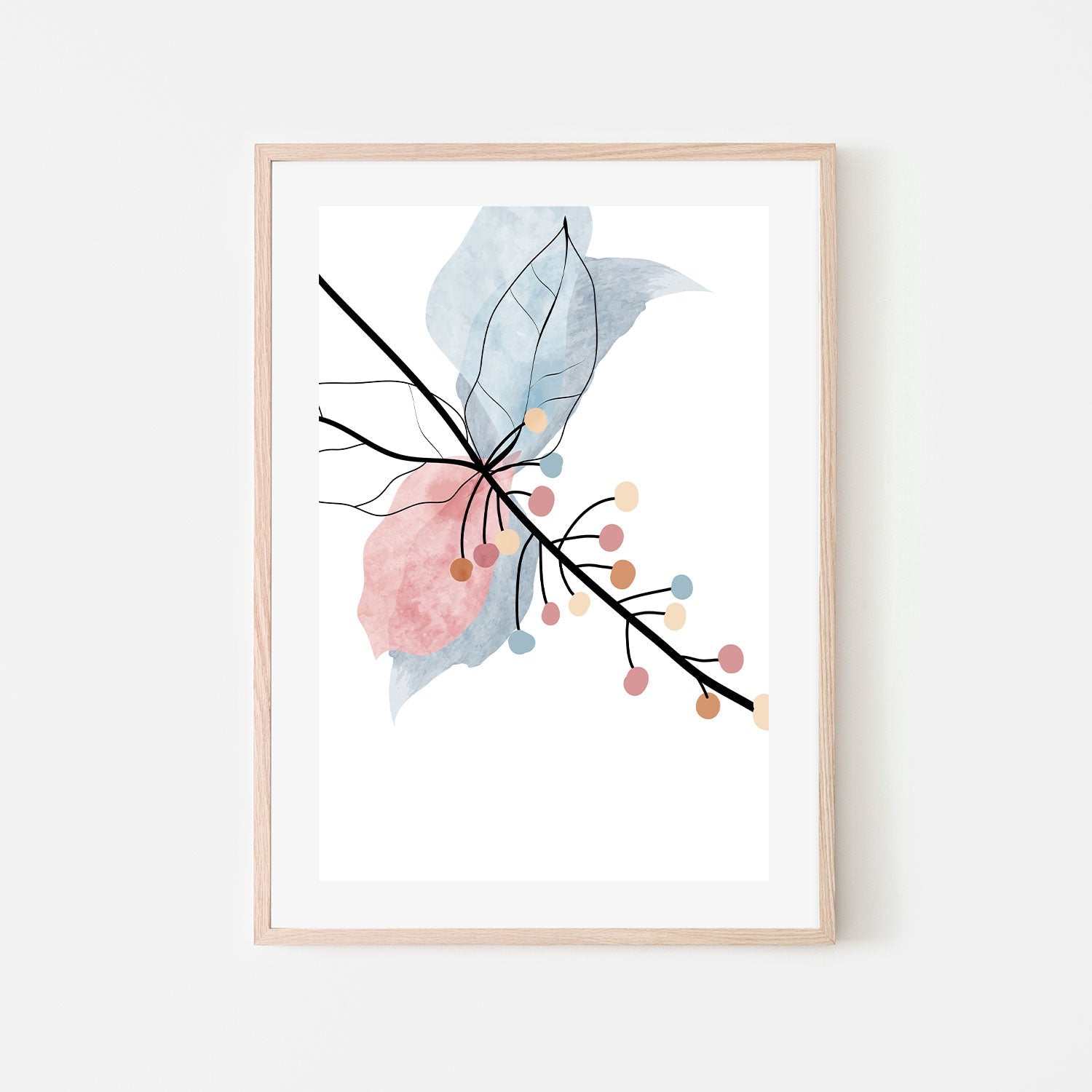 wall-art-print-canvas-poster-framed-Pastel Floral Branch, Style A-GIOIA-WALL-ART