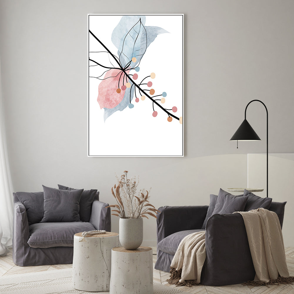 wall-art-print-canvas-poster-framed-Pastel Floral Branch, Style A-GIOIA-WALL-ART