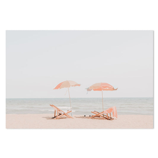 wall-art-print-canvas-poster-framed-Peach Beach Umbrellas-by-Gioia Wall Art-Gioia Wall Art