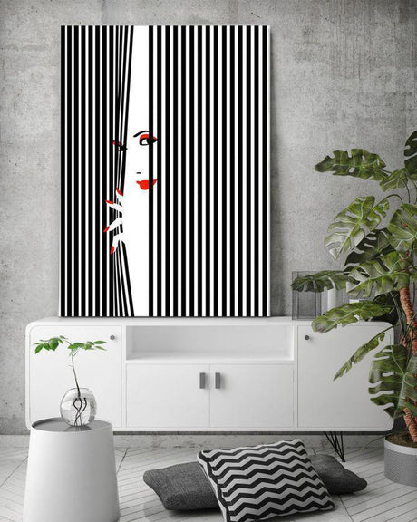wall-art-print-canvas-poster-framed-Peeking Fashion Girl-by-Gioia Wall Art-Gioia Wall Art