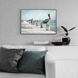 wall-art-print-canvas-poster-framed-Pelican At The Pier , Sea Ocean And Beach Print-by-Gioia Wall Art-Gioia Wall Art