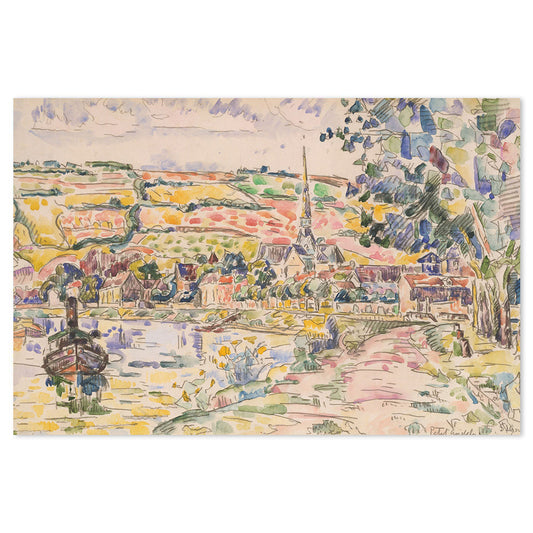 wall-art-print-canvas-poster-framed-Petit Andely-The River Bank, 1920-29, By Paul Signac-by-Gioia Wall Art-Gioia Wall Art