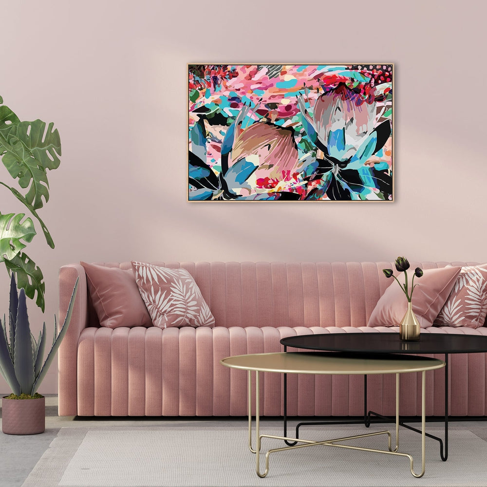 wall-art-print-canvas-poster-framed-Pink And Blue Protea-by-Gioia Wall Art-Gioia Wall Art