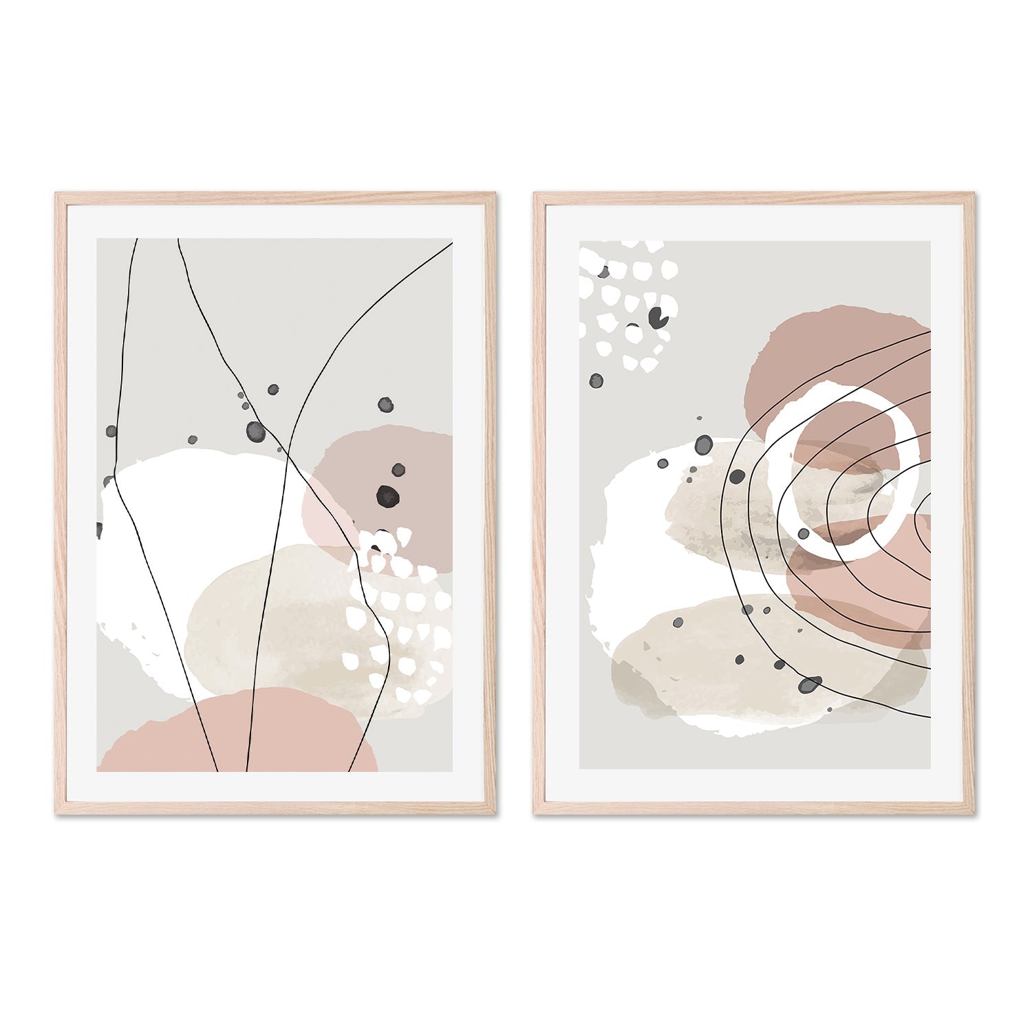 wall-art-print-canvas-poster-framed-Pink Stone, Style A & B, Set of 2-GIOIA-WALL-ART