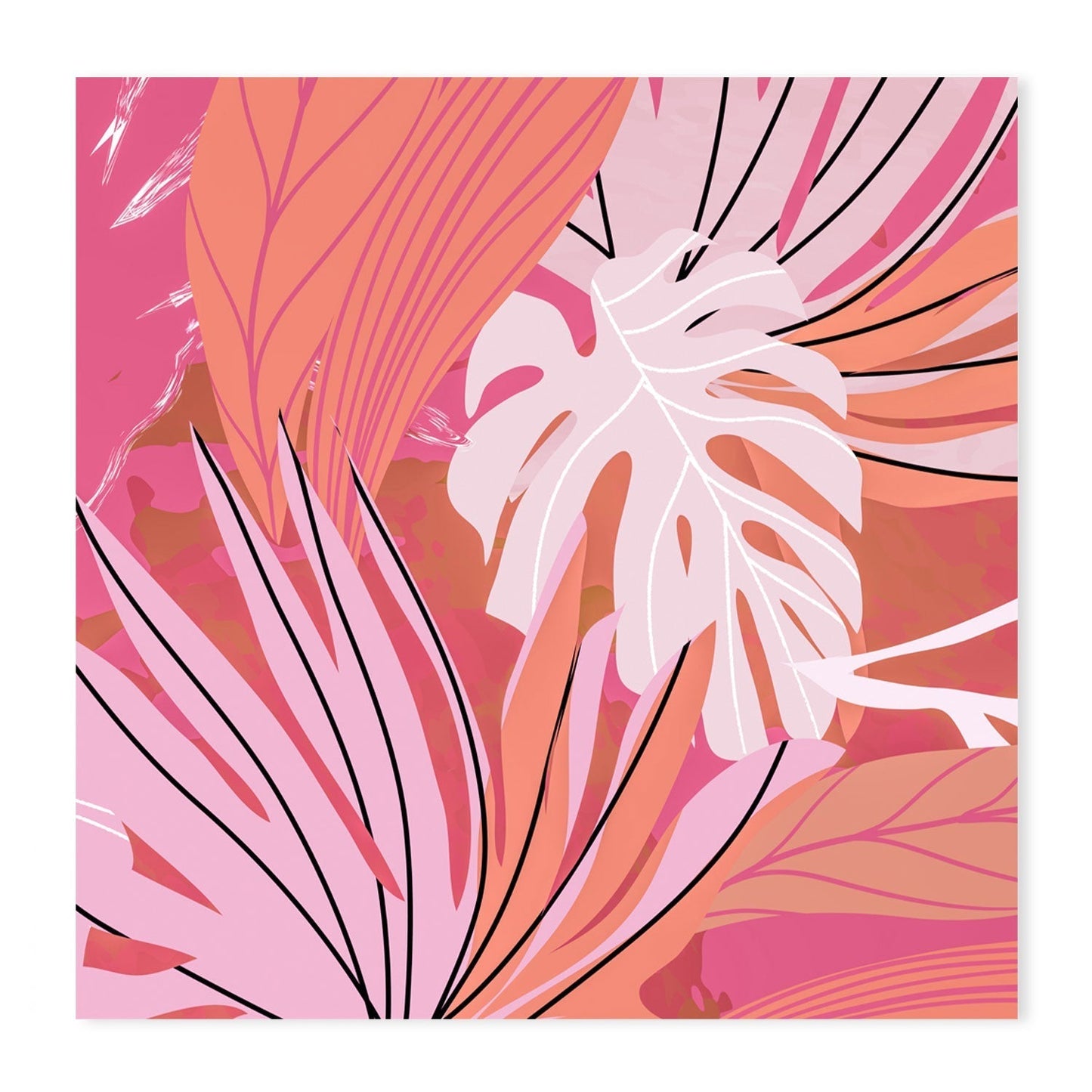 wall-art-print-canvas-poster-framed-Pink Tropical Day, Style A & B, Set Of 2-GIOIA-WALL-ART