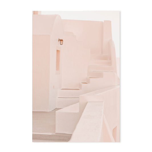 Pink wall and stairs in Santorini-Gioia-Prints-Framed-Canvas-Poster-GIOIA-WALL-ART