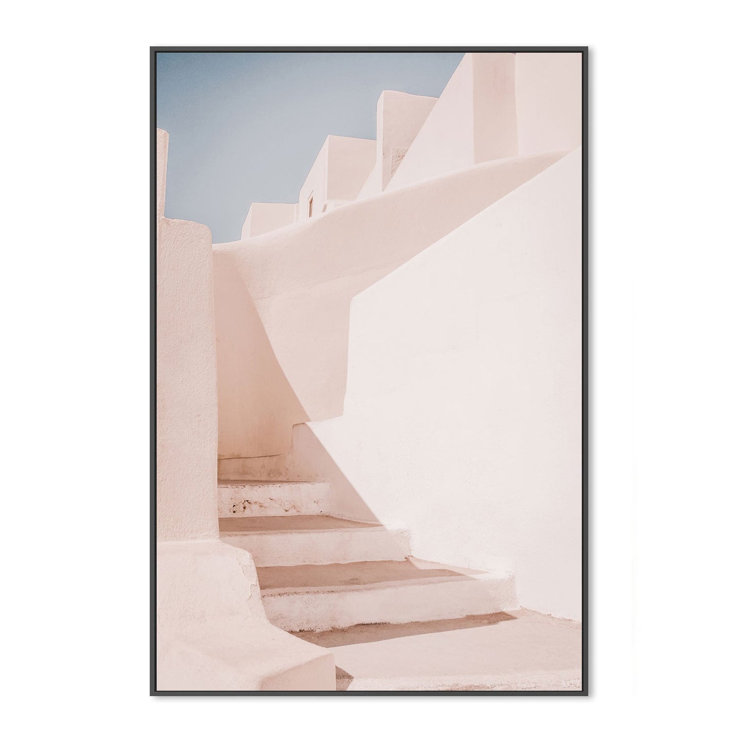 Pink Wall And Stairs, Santorini, Greece-Gioia-Prints-Framed-Canvas-Poster-GIOIA-WALL-ART