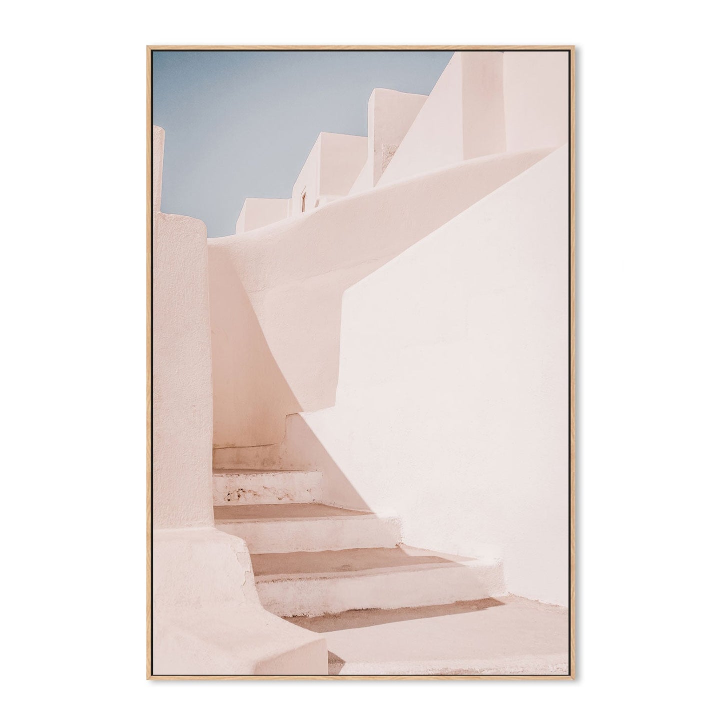 Pink Wall And Stairs, Santorini, Greece-Gioia-Prints-Framed-Canvas-Poster-GIOIA-WALL-ART