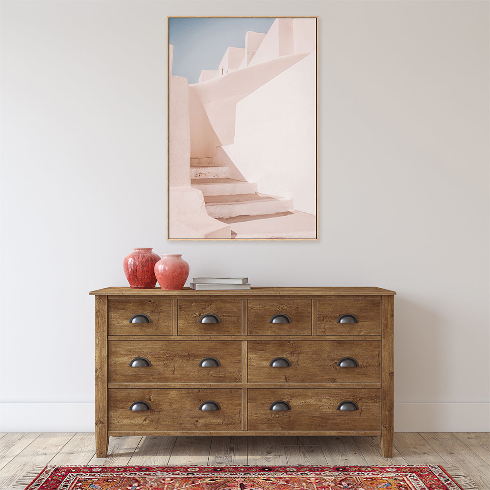 Pink Wall And Stairs, Santorini, Greece-Gioia-Prints-Framed-Canvas-Poster-GIOIA-WALL-ART