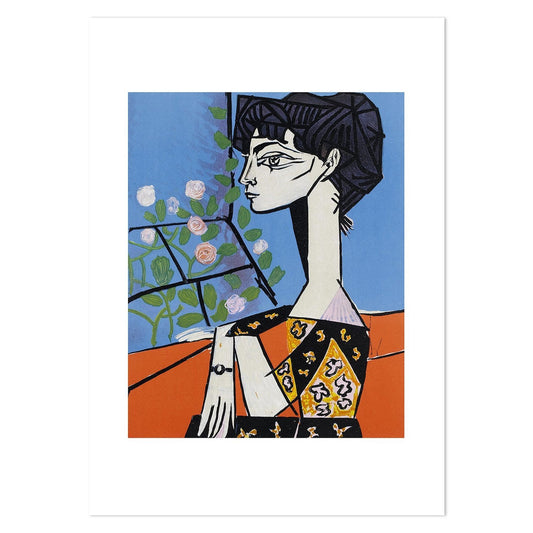 wall-art-print-canvas-poster-framed-Portrait Of Jacqueline Roque With Flowers, By Pablo Picasso-by-Gioia Wall Art-Gioia Wall Art