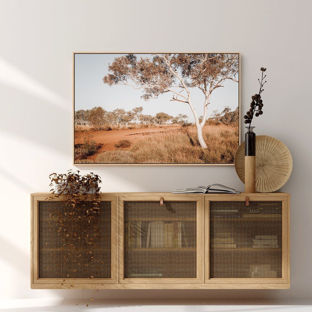 wall-art-print-canvas-poster-framed-Red Center, Bush And Gum Tree In The Outback Australia-by-Gioia Wall Art-Gioia Wall Art