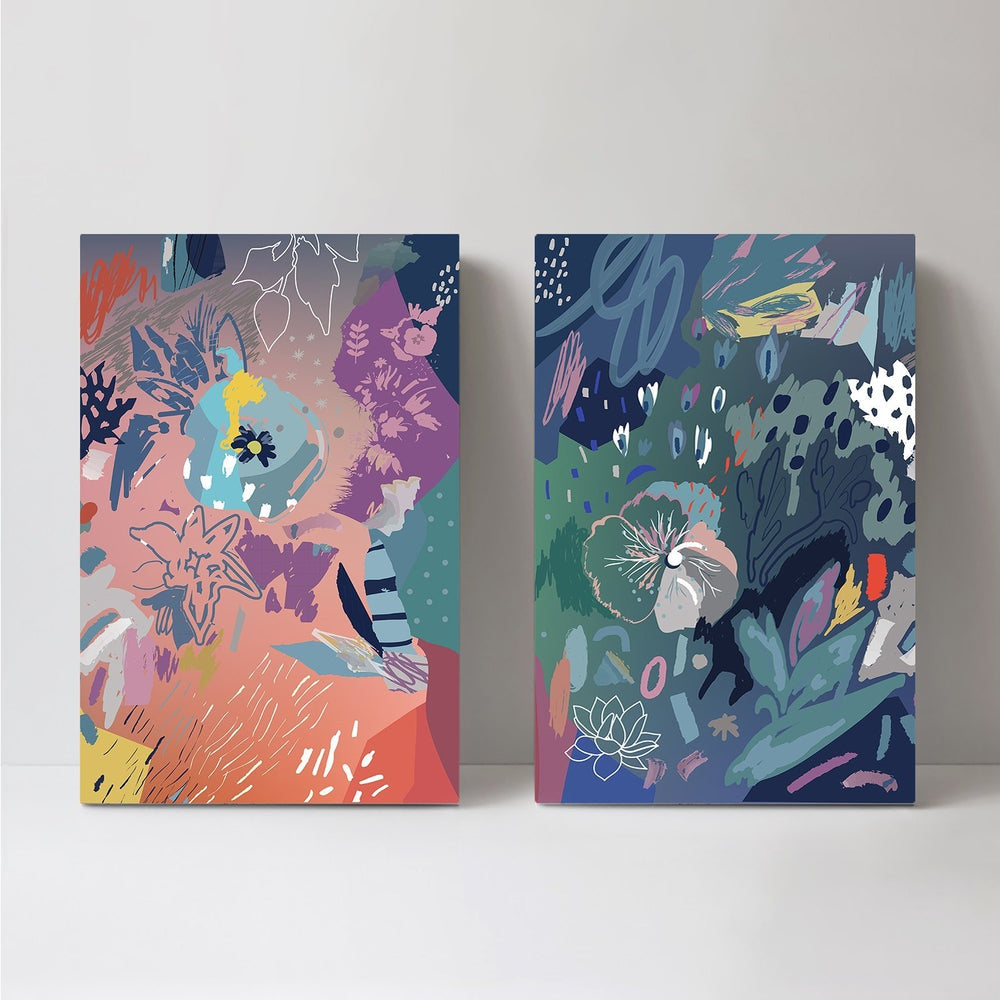 wall-art-print-canvas-poster-framed-Retro Garden, Set Of 2-by-Gioia Wall Art-Gioia Wall Art