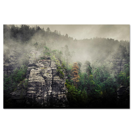 wall-art-print-canvas-poster-framed-Rock Mountain In Fog, Style A-by-Gioia Wall Art-Gioia Wall Art