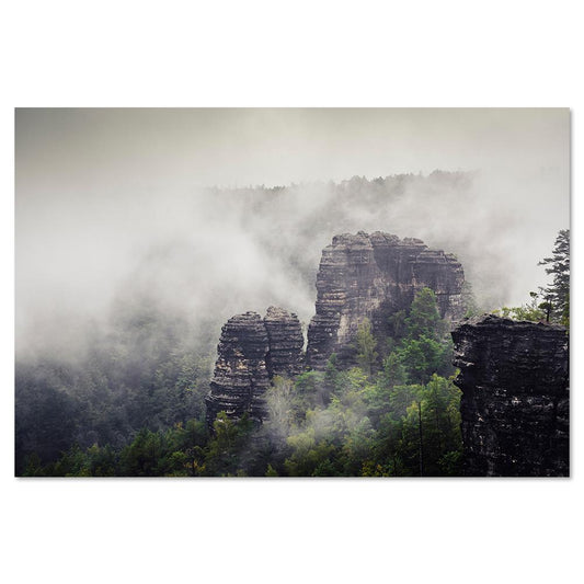 wall-art-print-canvas-poster-framed-Rock Mountain In Fog, Style B-by-Gioia Wall Art-Gioia Wall Art