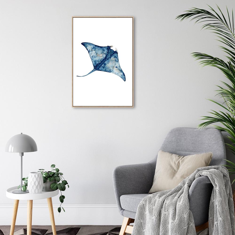 wall-art-print-canvas-poster-framed-Sealife Watercolor Painting, Manta Ray-by-Gioia Wall Art-Gioia Wall Art