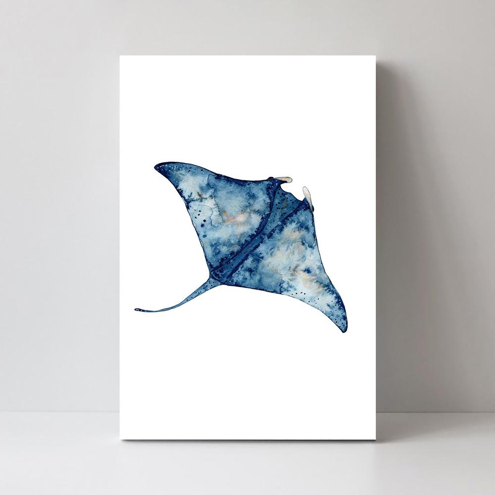 wall-art-print-canvas-poster-framed-Sealife Watercolor Painting, Manta Ray-by-Gioia Wall Art-Gioia Wall Art