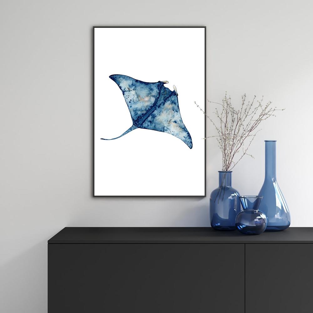 wall-art-print-canvas-poster-framed-Sealife Watercolor Painting, Manta Ray-by-Gioia Wall Art-Gioia Wall Art