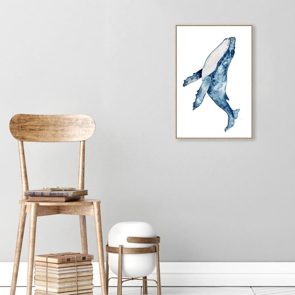 wall-art-print-canvas-poster-framed-Sealife Watercolor Painting, Whale-by-Gioia Wall Art-Gioia Wall Art