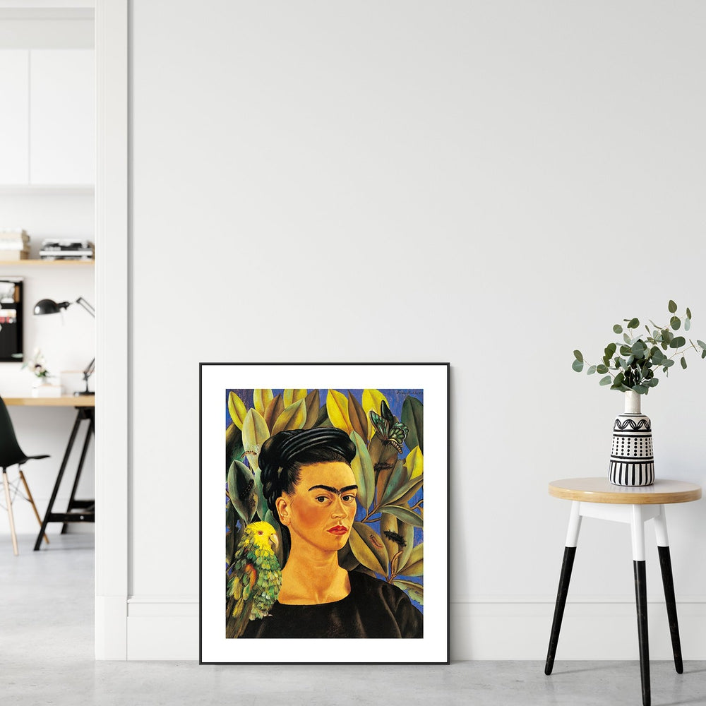 wall-art-print-canvas-poster-framed-Self Portrait With Bonito, By Frida Kahlo-by-Gioia Wall Art-Gioia Wall Art