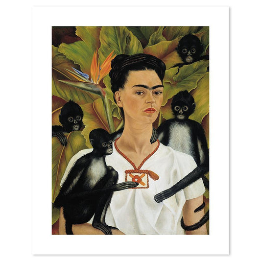 wall-art-print-canvas-poster-framed-Self Portrait With Monkeys, By Frida Kahlo-by-Gioia Wall Art-Gioia Wall Art