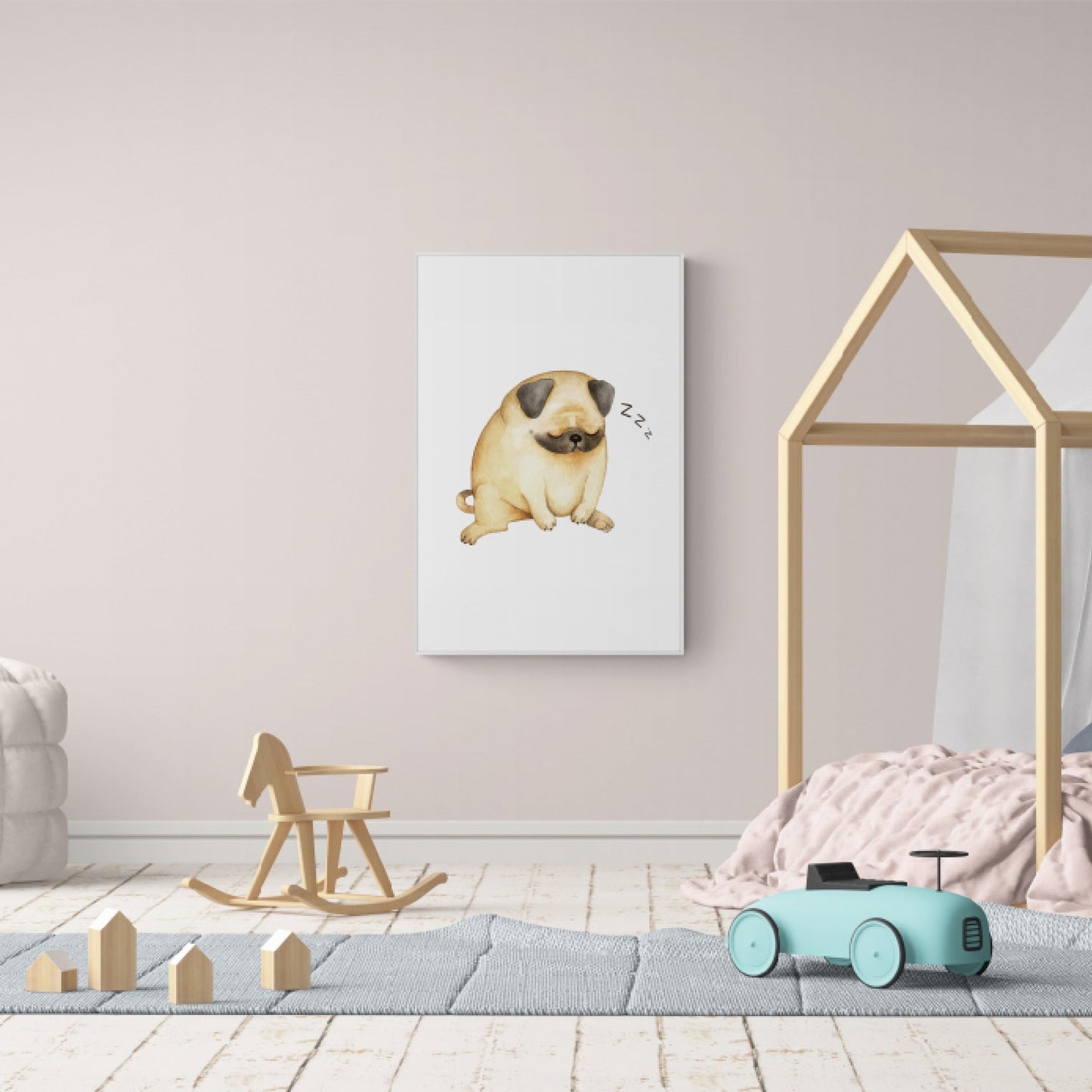 wall-art-print-canvas-poster-framed-Sleeping Pug-by-Gioia Wall Art-Gioia Wall Art